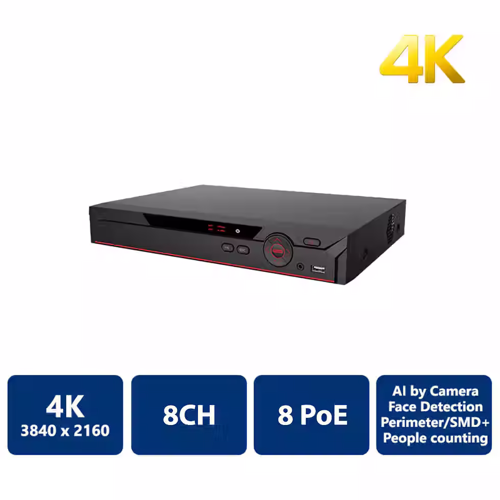 8 Channel Compact 1U 8PoE 4K&H.265 Network