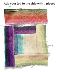 the fifth step in making a log cabin quilt block