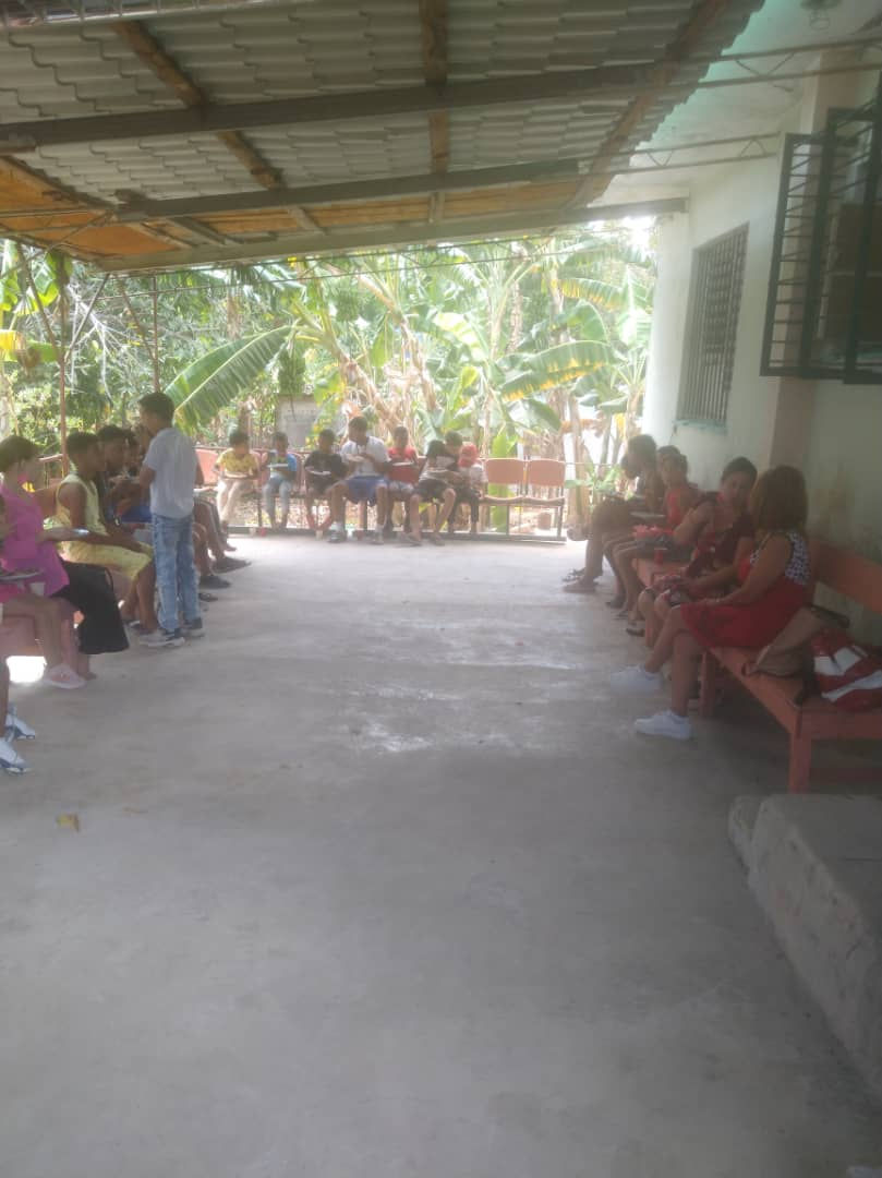 View of the terrace during one of the Sunday gatherings.