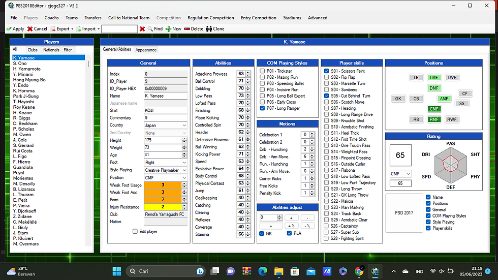 PES 2018 Editor V3.2a by ejogc327