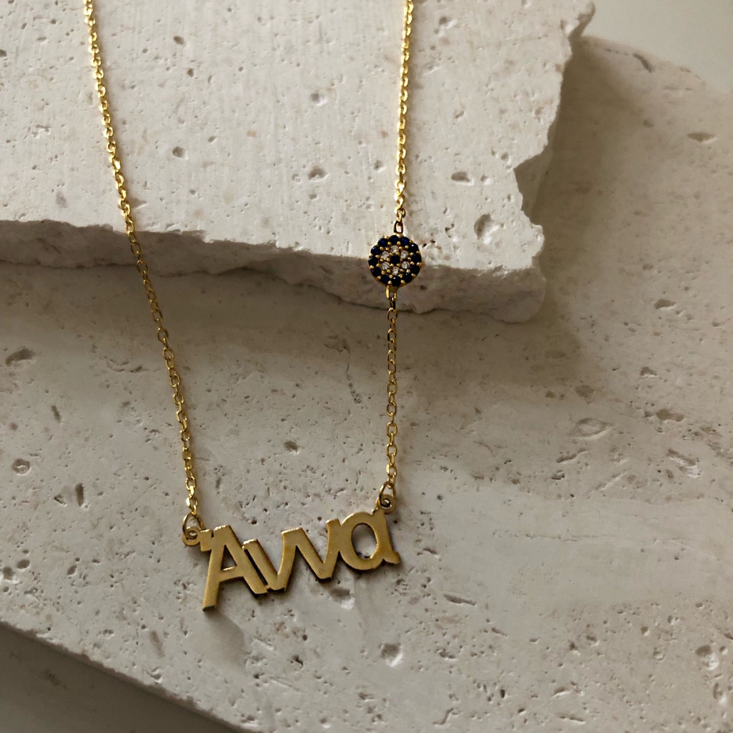 EVIL EYE NAME NECKLACE Sterling Silver