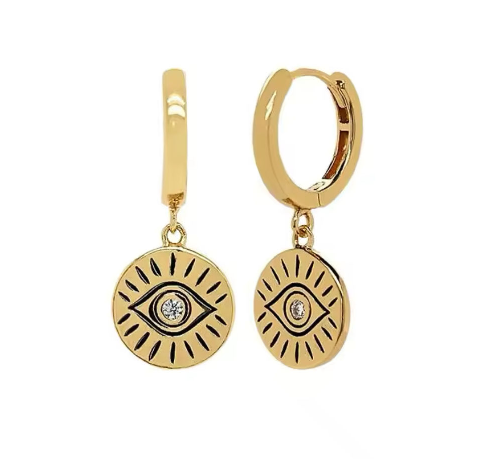 Evil Eye Mati Earrings Sterling Silver