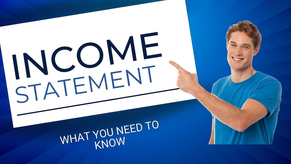 Man pointing at an income statement sigh