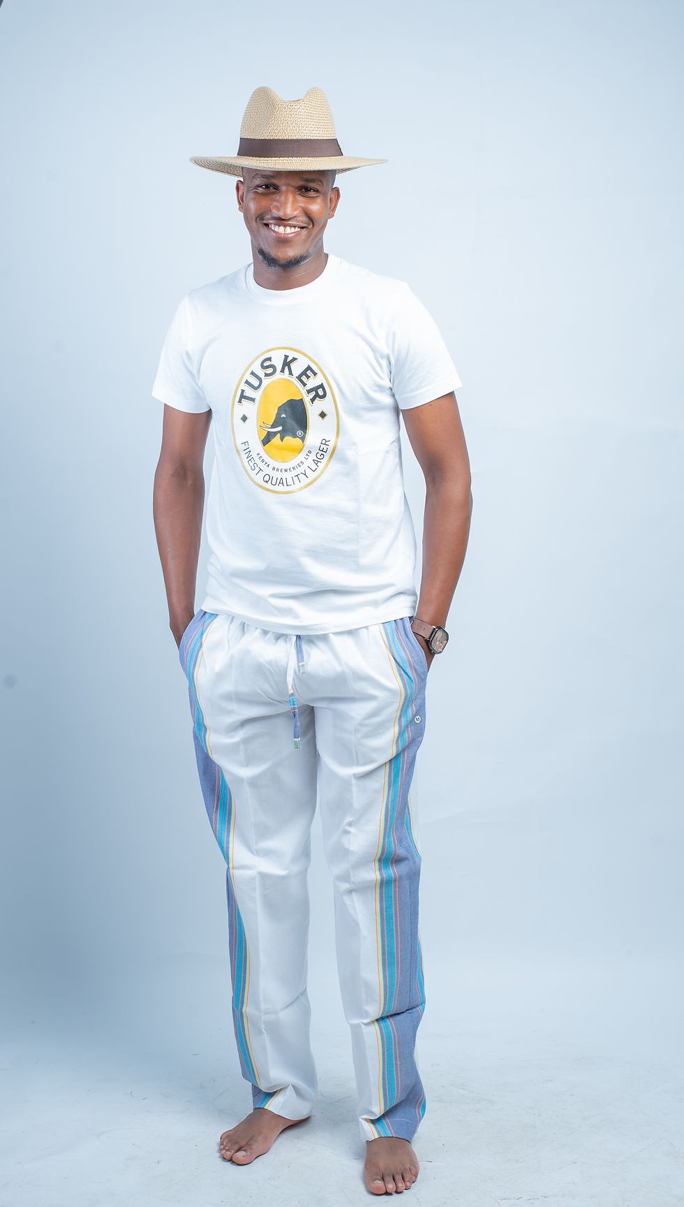 Thumbnail: Kikoy Trousers -White / Blue
