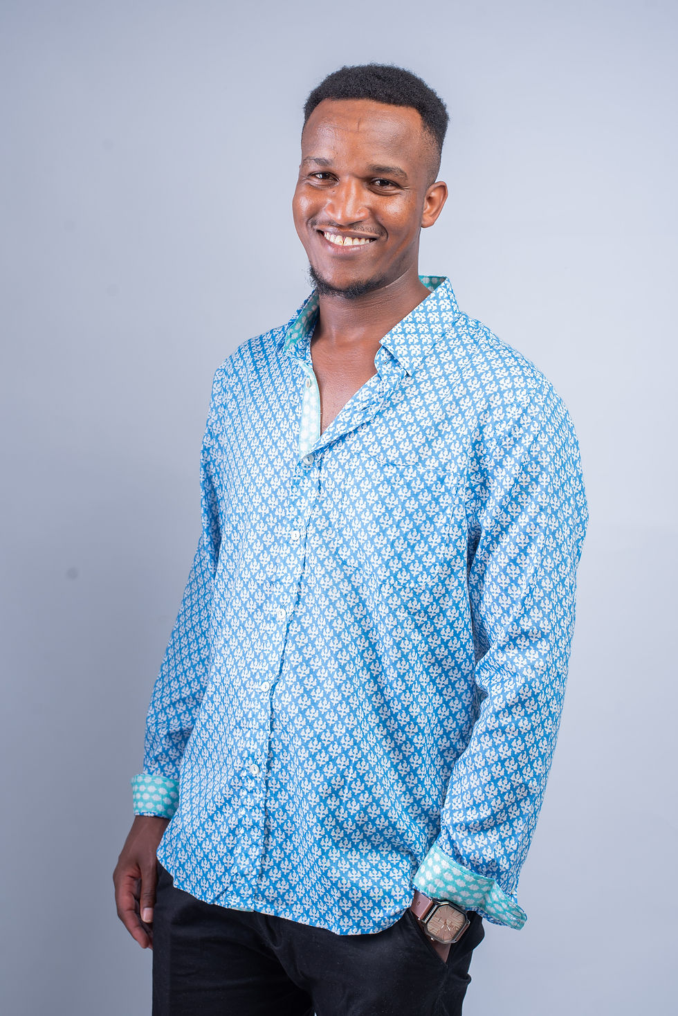 Thumbnail: Light Indian Cotton Shirts - Clover - Blue / Green