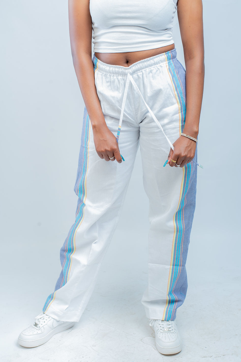 Thumbnail: Kikoy Trousers -White / Blue