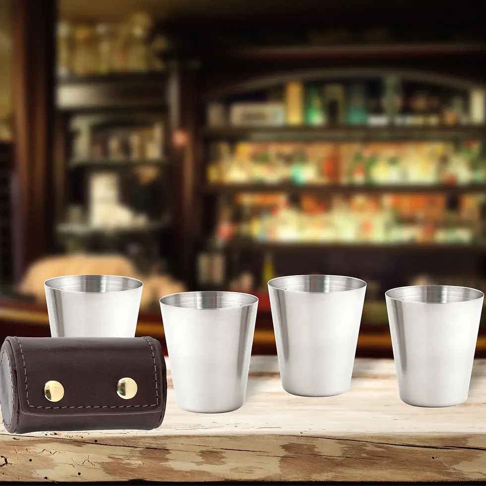 Thumbnail: Kikkerland shot glasses with leather case