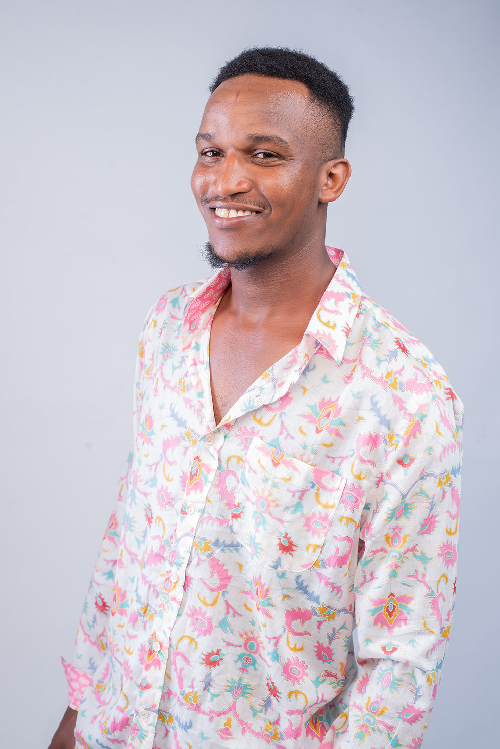 Thumbnail: Light Indian Cotton Shirts - Floral - White