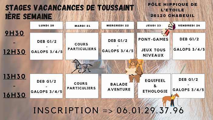 Stage 1ere semaine Toussaint