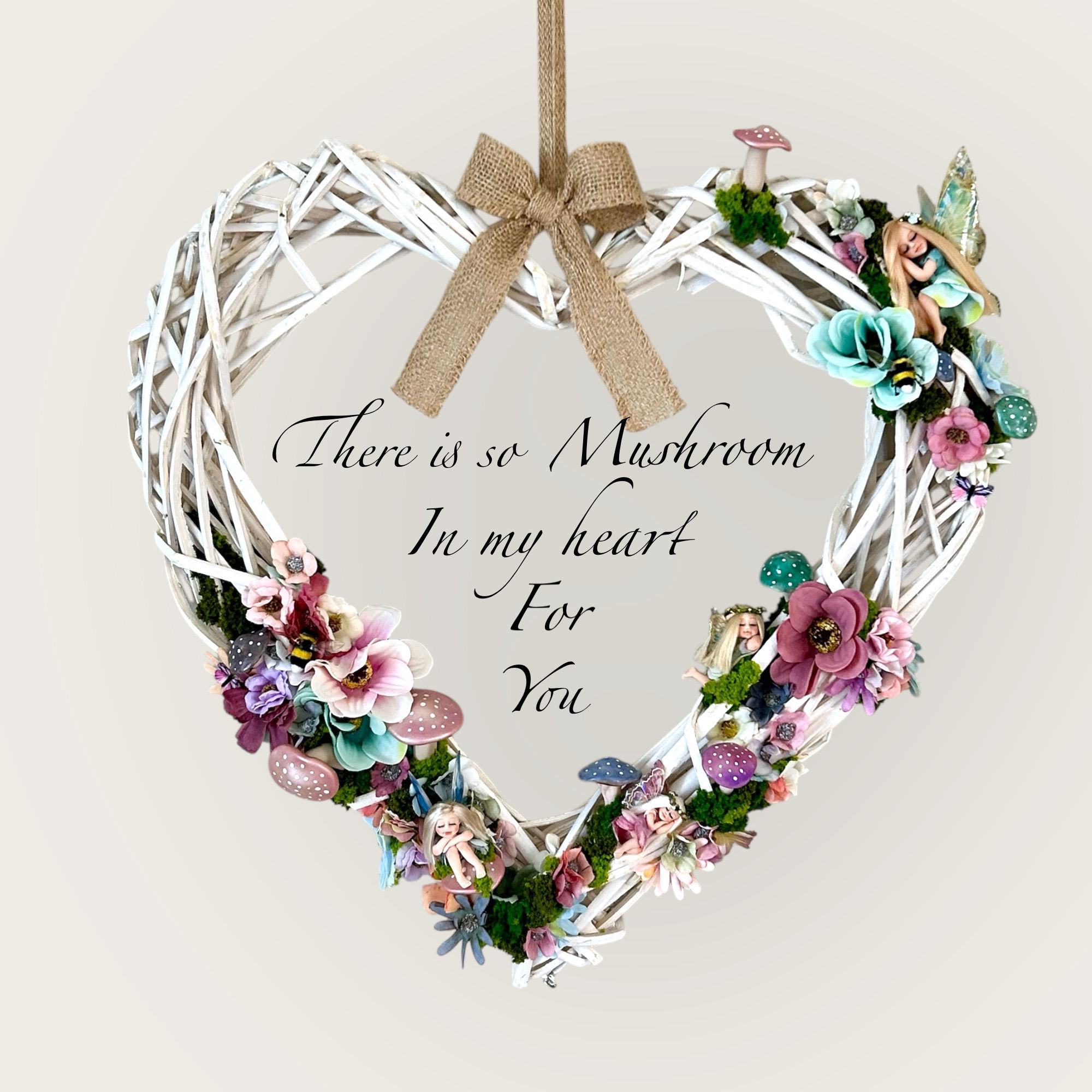 Large heart wreath with 4 flower fairies 