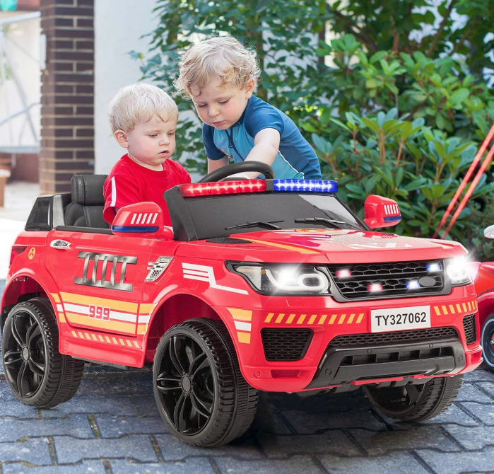 Costzon Kids Ride on Car, 12V Battery Powered Electric Fire Truck
