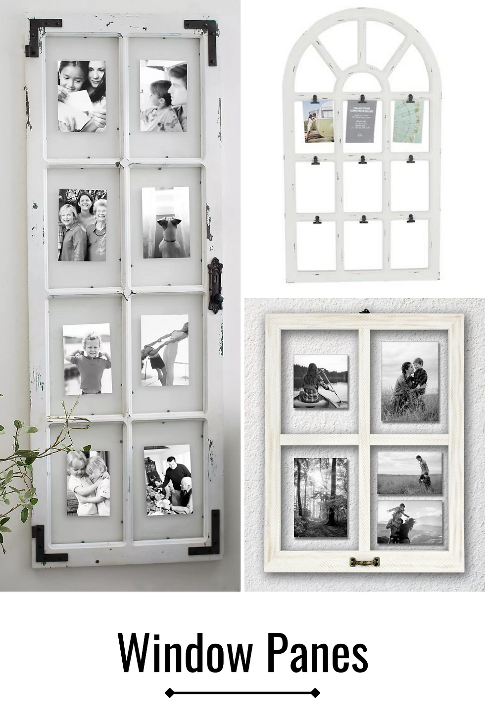15 ways to use photos in home décor, interior decorating, family photo display, lissy lens photography, window pane photo display, farmhouse décor