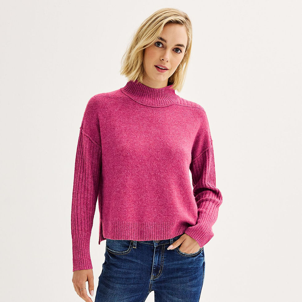 Thumbnail: Juniors' SO® Cozy Mock-Neck Sweater