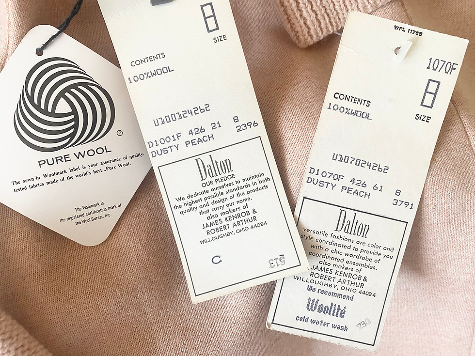 Deadstock Vintage 60s DALTON Peach Wool Sweater Set