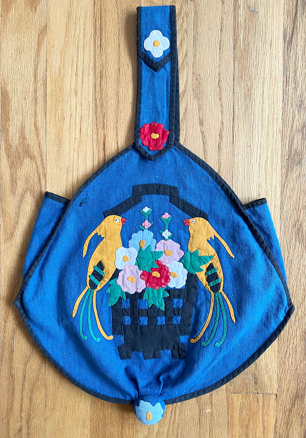 Thumbnail: Vintage 50s Embroidered Sewing Crochet Knit Purse Tote