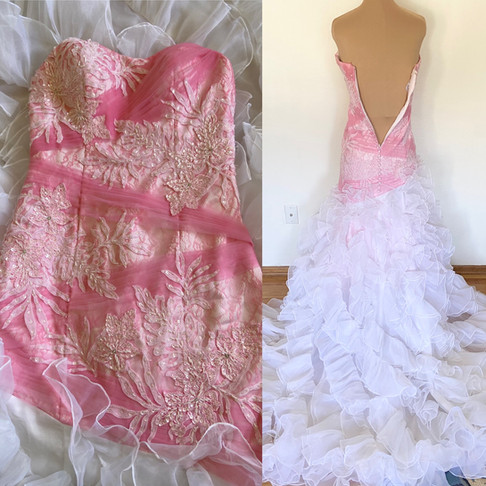 Vintage 90s Pink Ruffled Wedding Dress