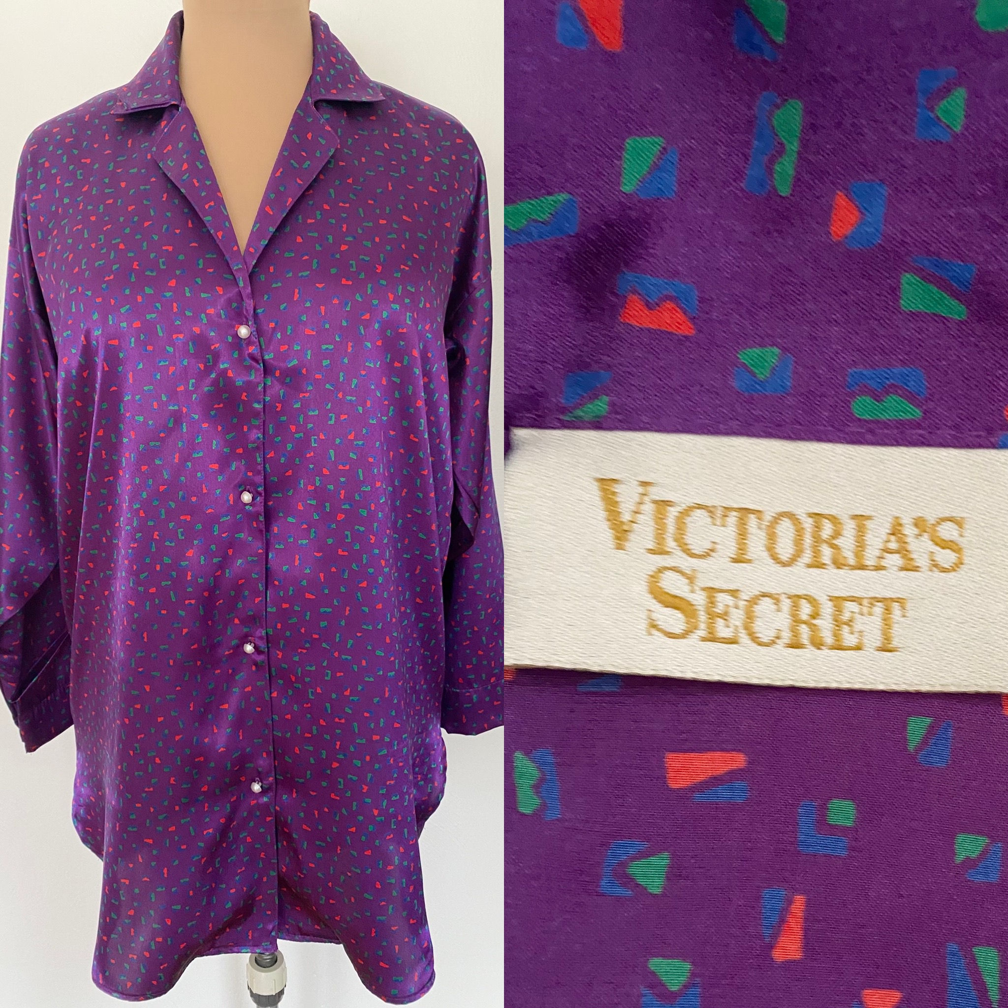 SALE! Vintage 80s VICTORIA'S SECRET Satin Sleepshirt