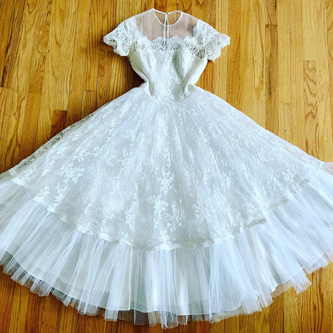 Vintage 50s Tea Length Rockabilly Wedding Dress