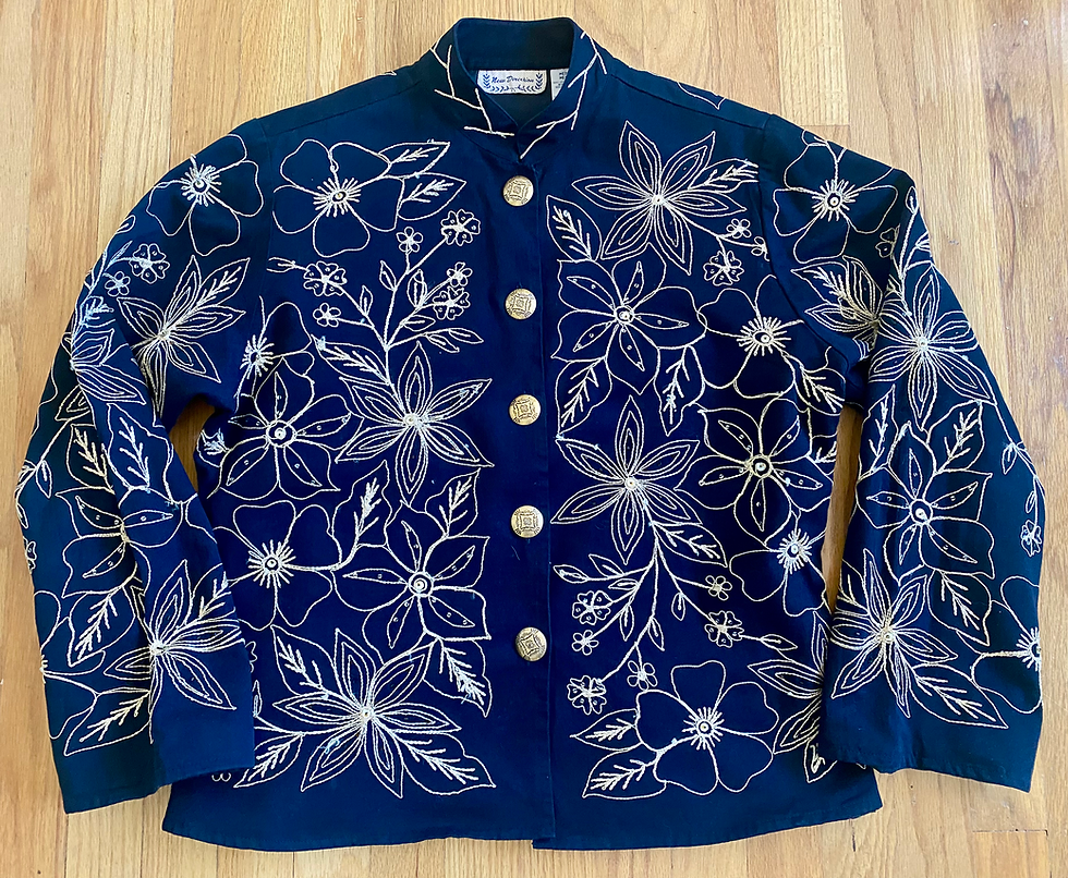 Vintage 90s NEW DIRECTIONS Black Sequin Embroidered Jacket
