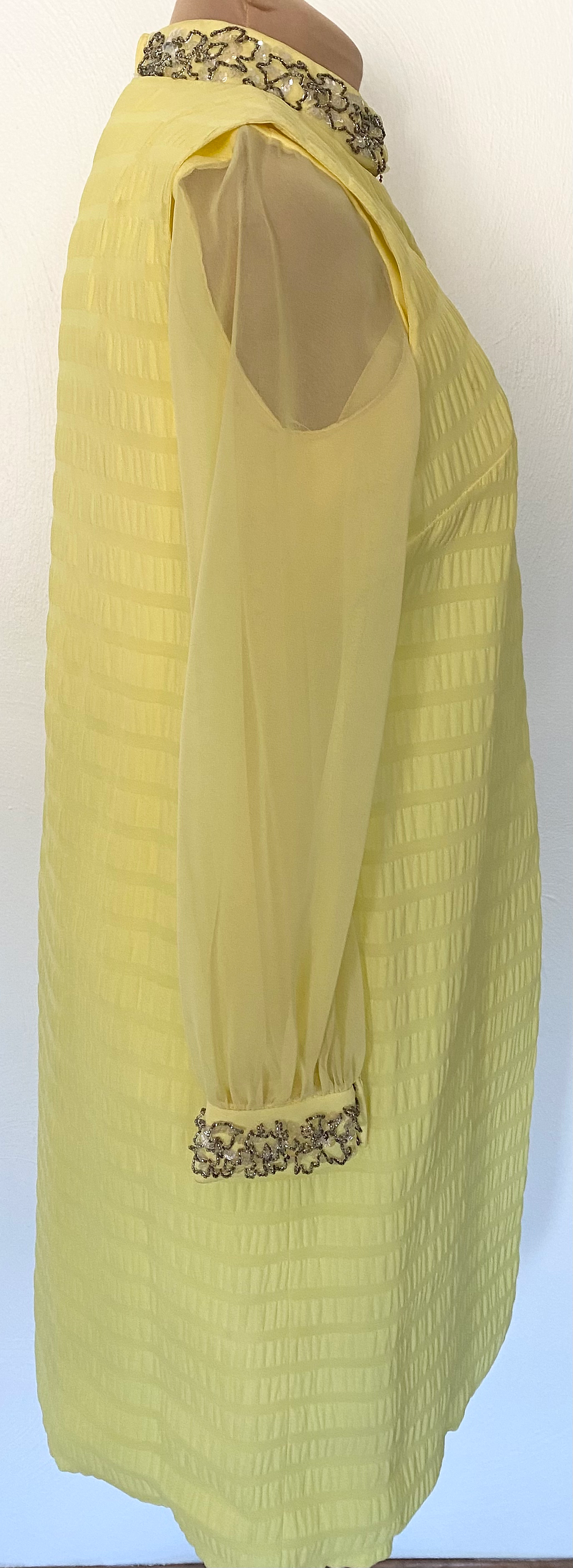 Thumbnail: Vintage 60s YELLOW Beaded Evening Dress and Coat