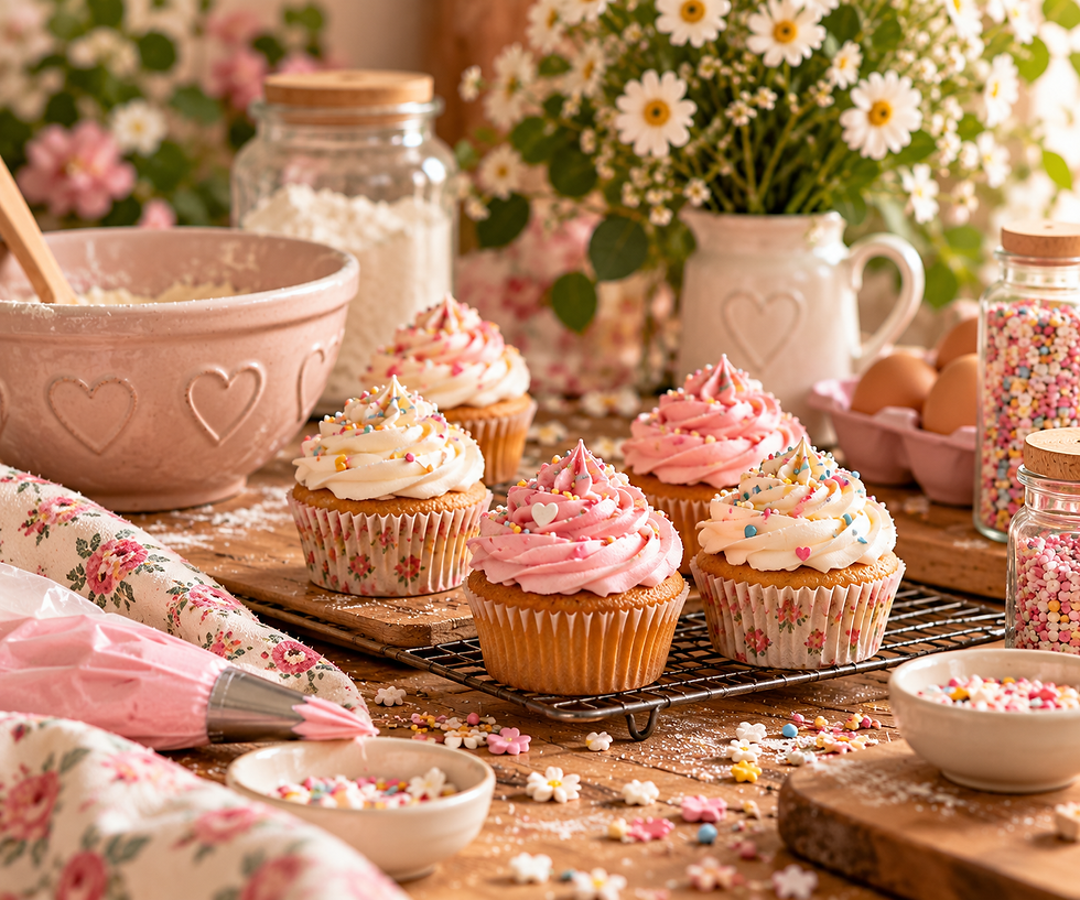 Pastel Cottagecore Cupcake Baking Scene.png