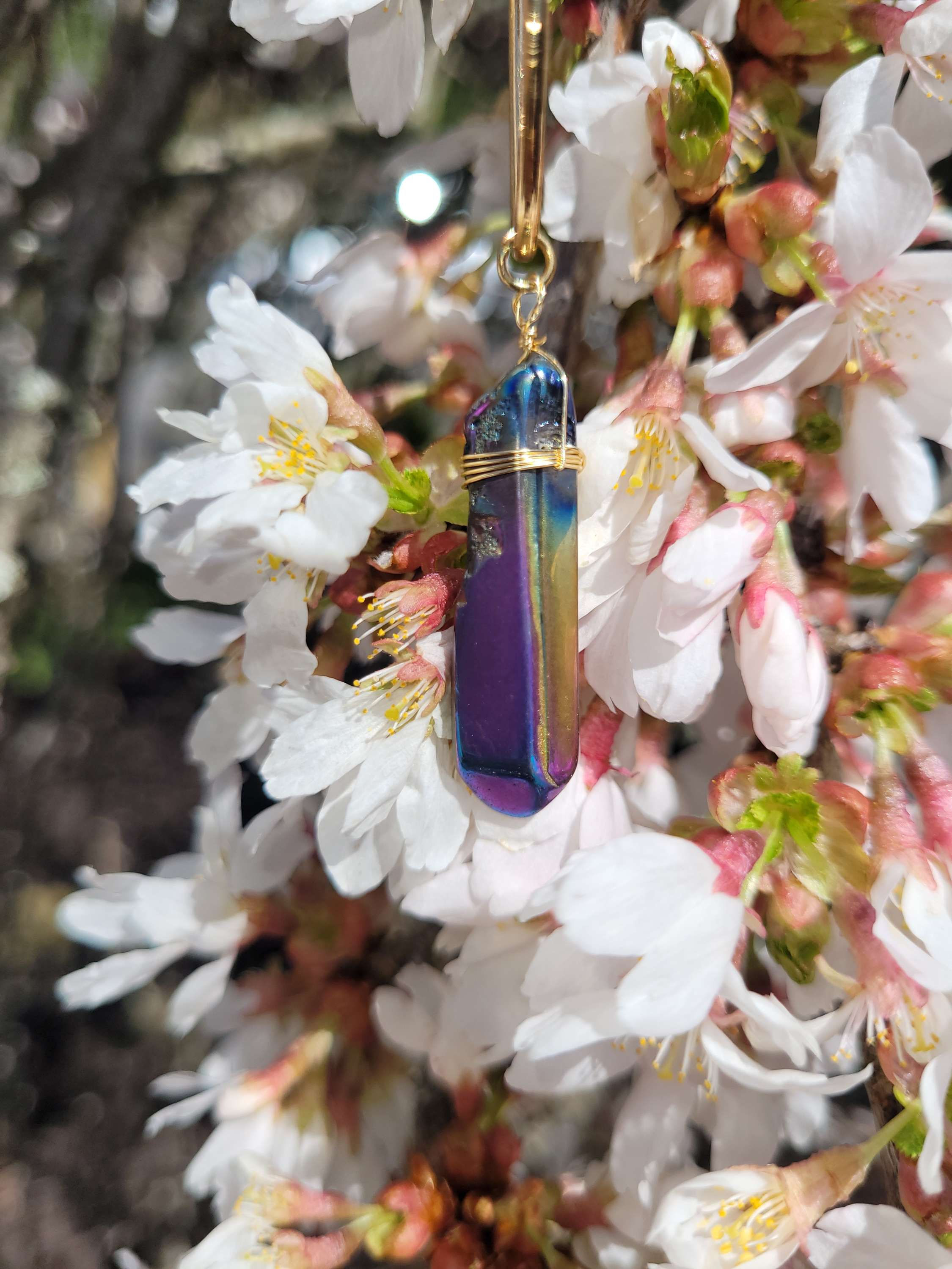 Rainbow Aura Quartz Pendant