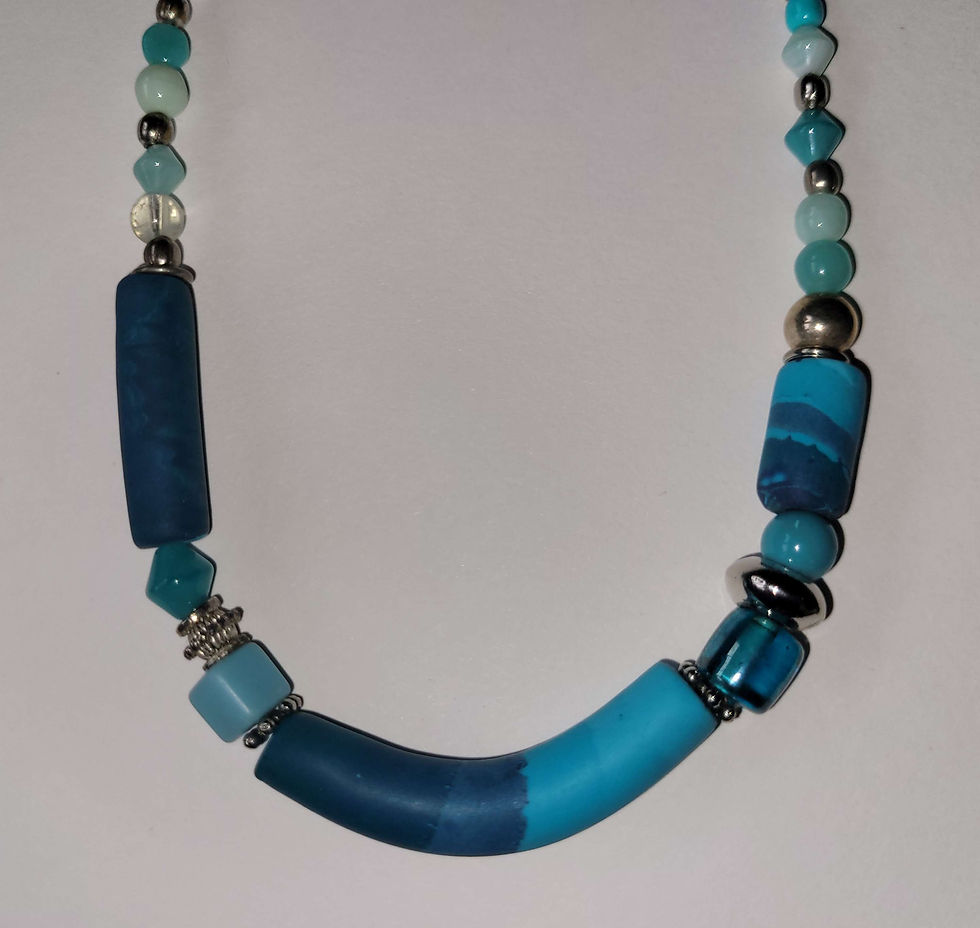 Thumbnail: Turquoise and Aqua Blue Asymmetrical Necklace