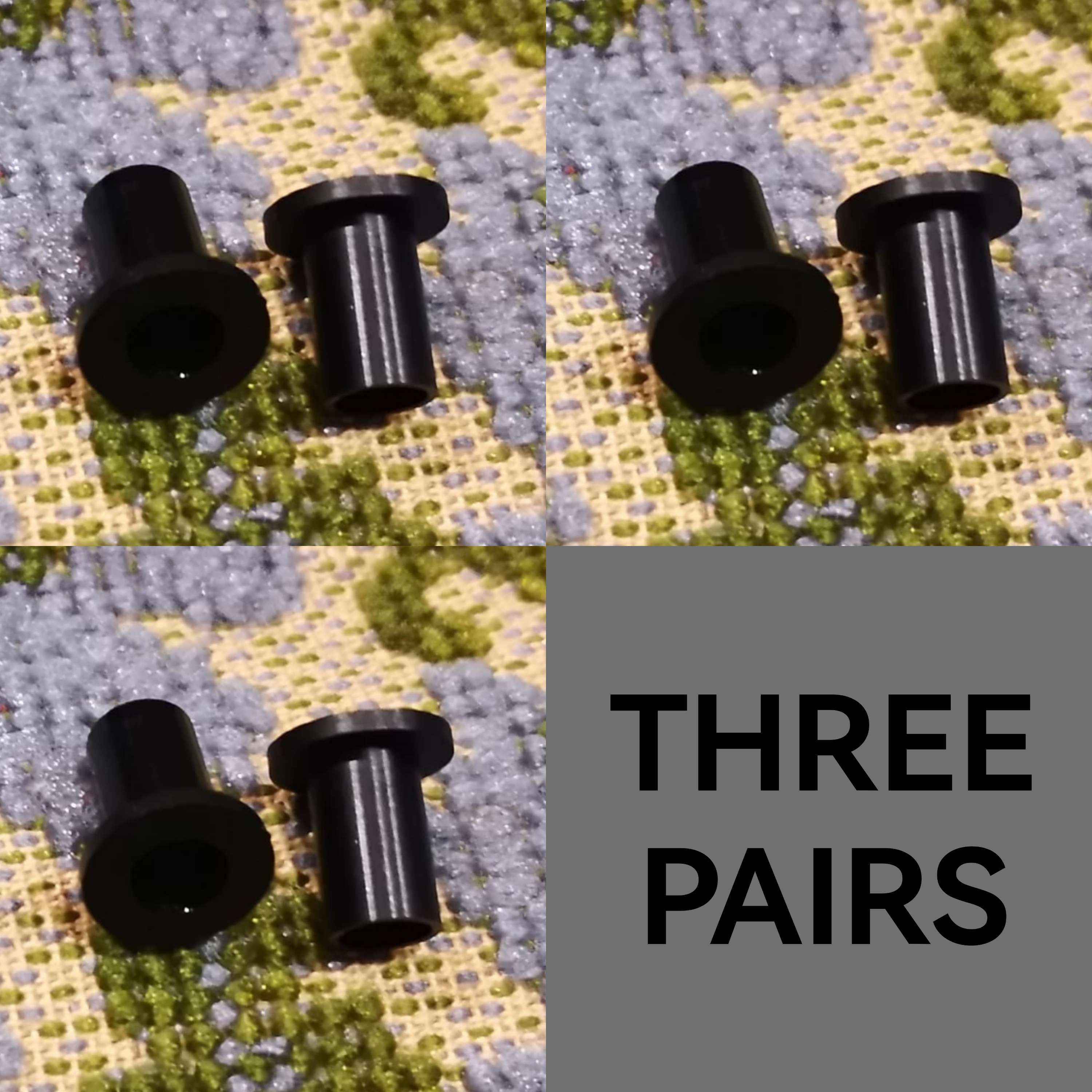 Three Pair: bridge-centering stabilizers for Jazzmaster/Jaguar, in black