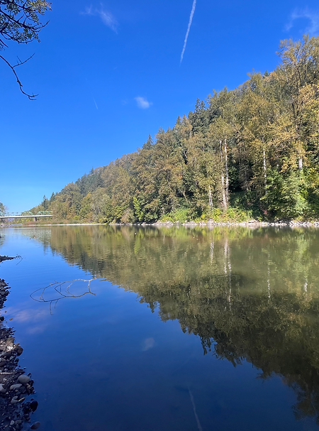 Deep blue sky along the river