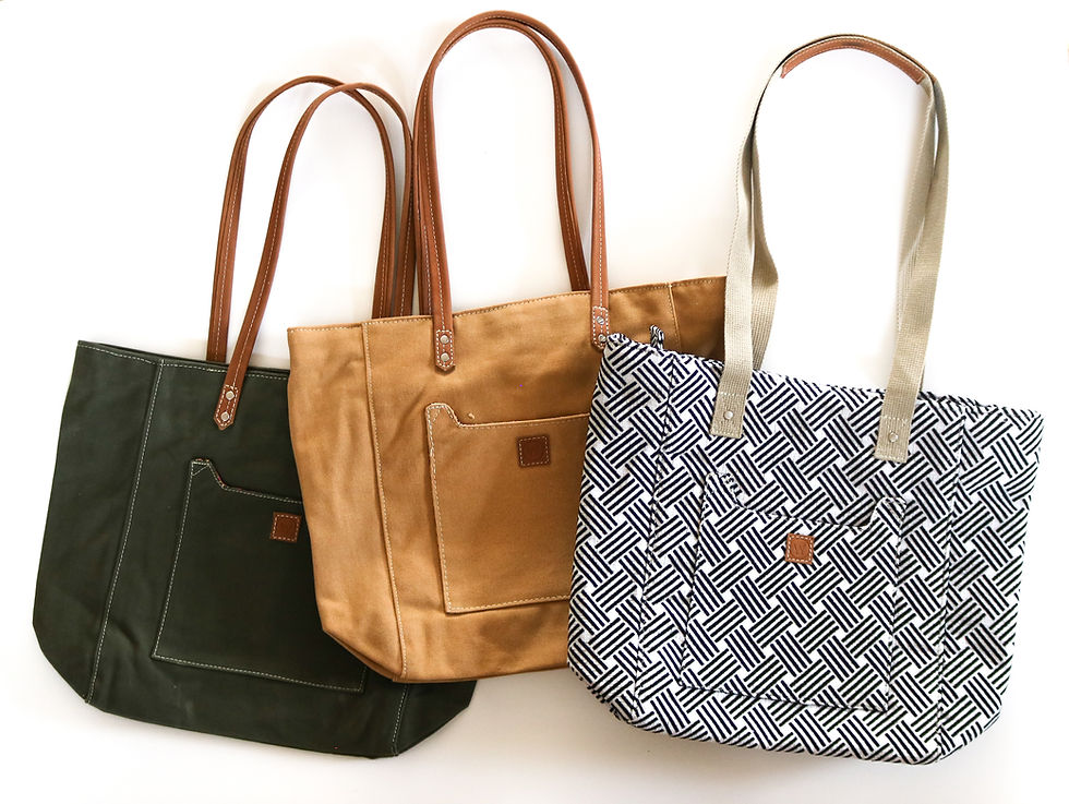 Thumbnail: Brigid Tote Bag - Stylish Canvas  Genuine Leather Straps – Durable Versatil