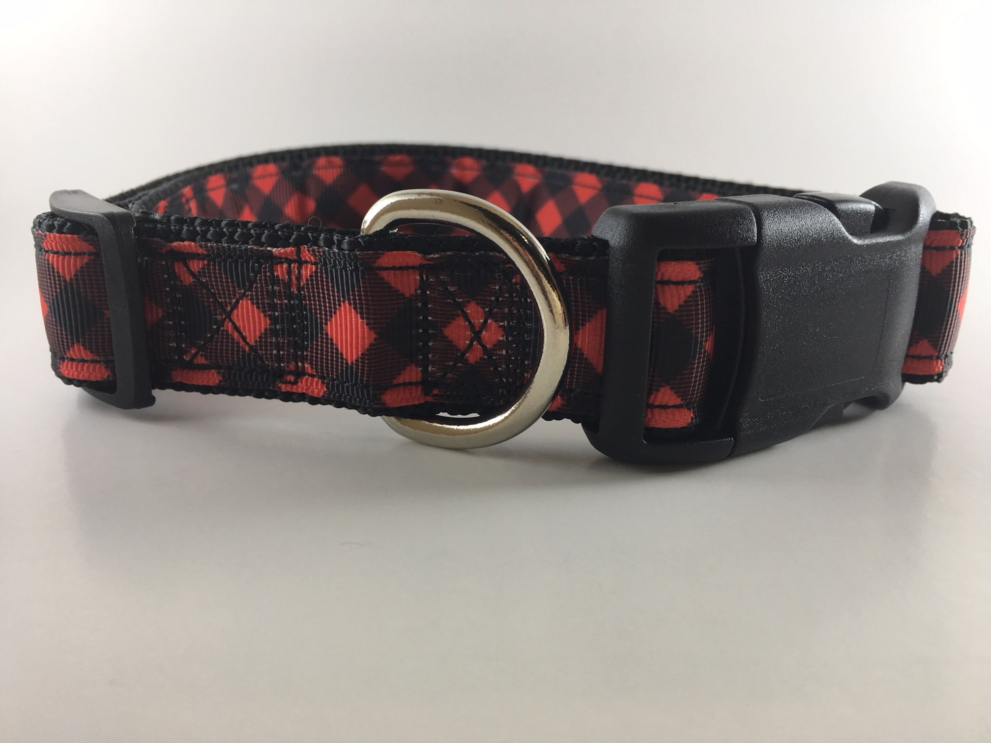 Red and Black Buffalo Plaid Dog Collar/Leash