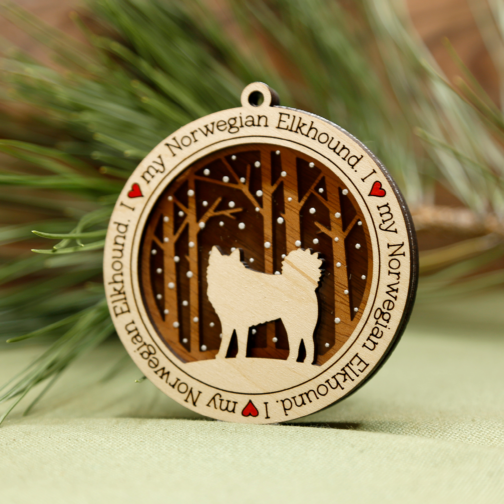 Norwegian Elkhound Dog Ornament