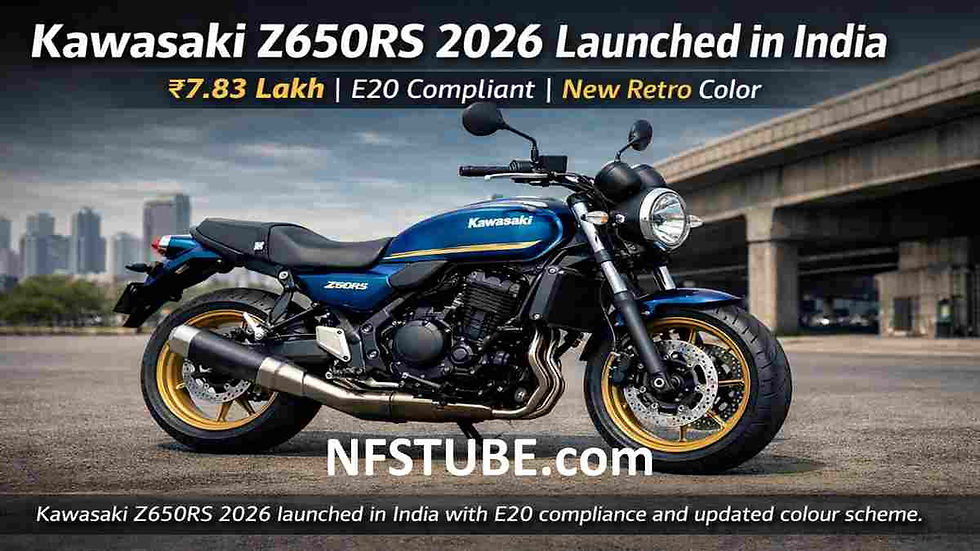 Kawasaki Z650RS 2026 launched in India in metallic blue with neo-retro design - NFSTUBE graphic