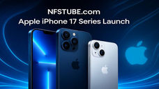 Modern tech banner with Apple iPhone 17 series—Pro Max, Air, Cupertino event highlighted, AI-focused,