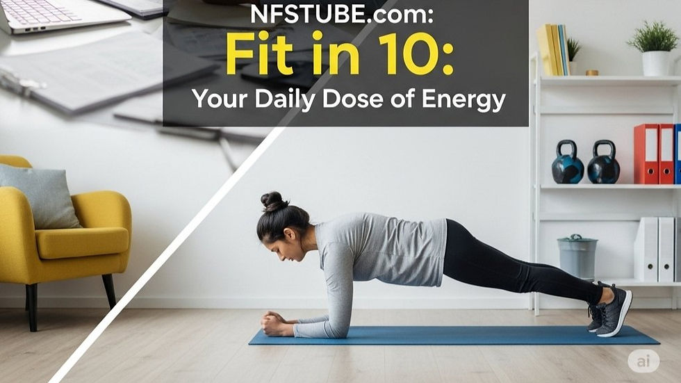 Person doing quick home workout exercises in a small space, emphasizing a 10-minute routine for busy individuals.