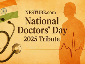 Doctors Day 2025 tribute—stethoscope, India colors, and doctor silhouette