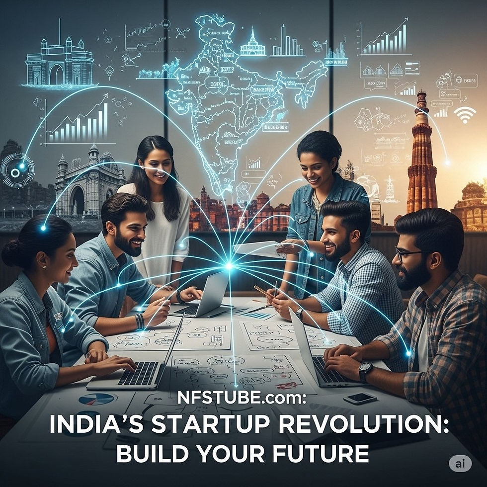 Young Indian entrepreneurs collaborating in a modern startup office, symbolizing growth and innovation.
