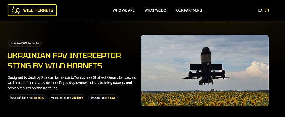 対ドローン迎撃機Sting(https://wildhornets.com/en/sting-interceptor)