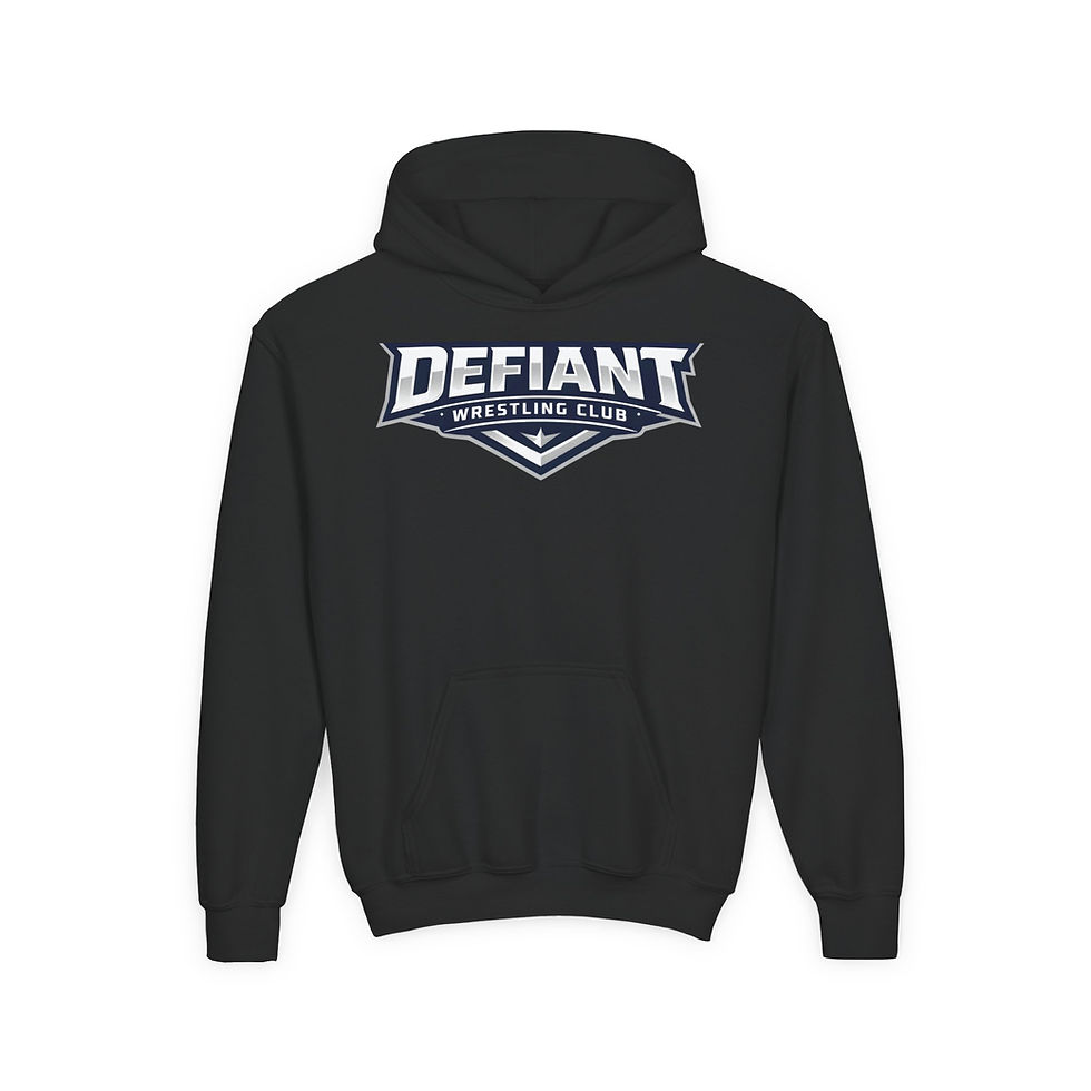 Thumbnail: Defiant Wrestling Club Youth Hoodie — Athletic Team Logo Pullover