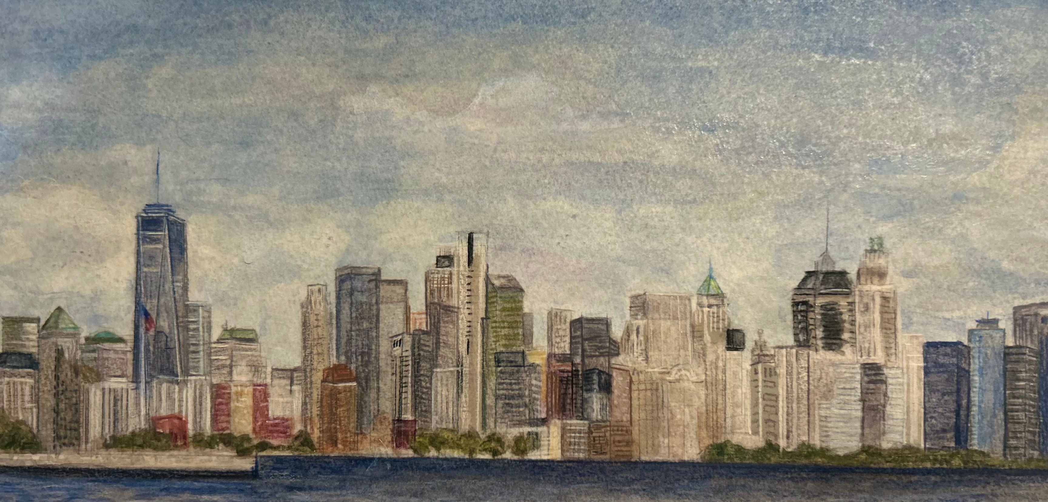 Manhattan from Ellis Island - Item is professionally framed & matted
