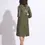 Thumbnail: Olive Green knee-length Cotton Dress with Sequin embroidery