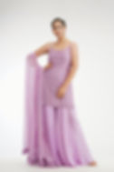 Lilac sharara suit with tone-on-tone embroidered silk kurta by SHRUTI S
