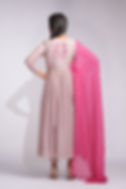 pink anarkali in mulmul with organza embroidery by SHRUTI S