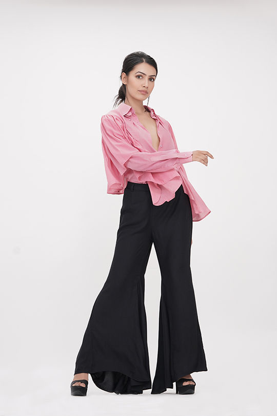 Thumbnail: Easy Cotton Ruffled shirt - Pink