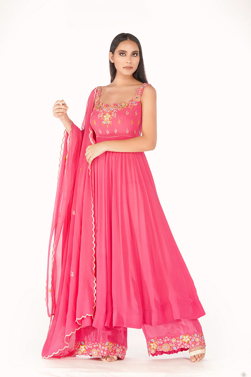 Thumbnail: Anarkali suit styled for festive Indian occasions like mehendi or haldi – SHRUTI S couture.