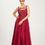 Thumbnail: Elegant red gown with western silhouette and intricate hand embellishments