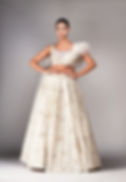Off-white silk lehenga with tone-on-tone upcycled sequin embroidery by SHRUTI S