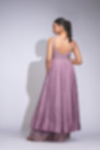 Sustainable Indian couture Anarkali suit with upcycled sequin detailing by SHRUTI S