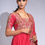 Thumbnail: Deep scoop neckline with intricate gold zari embroidery on red silk yoke – SHRUTI S couture