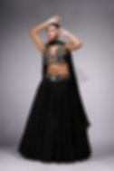 Model in true black silk lehenga with frill dupatta – Divine Collection by SHRUTI S